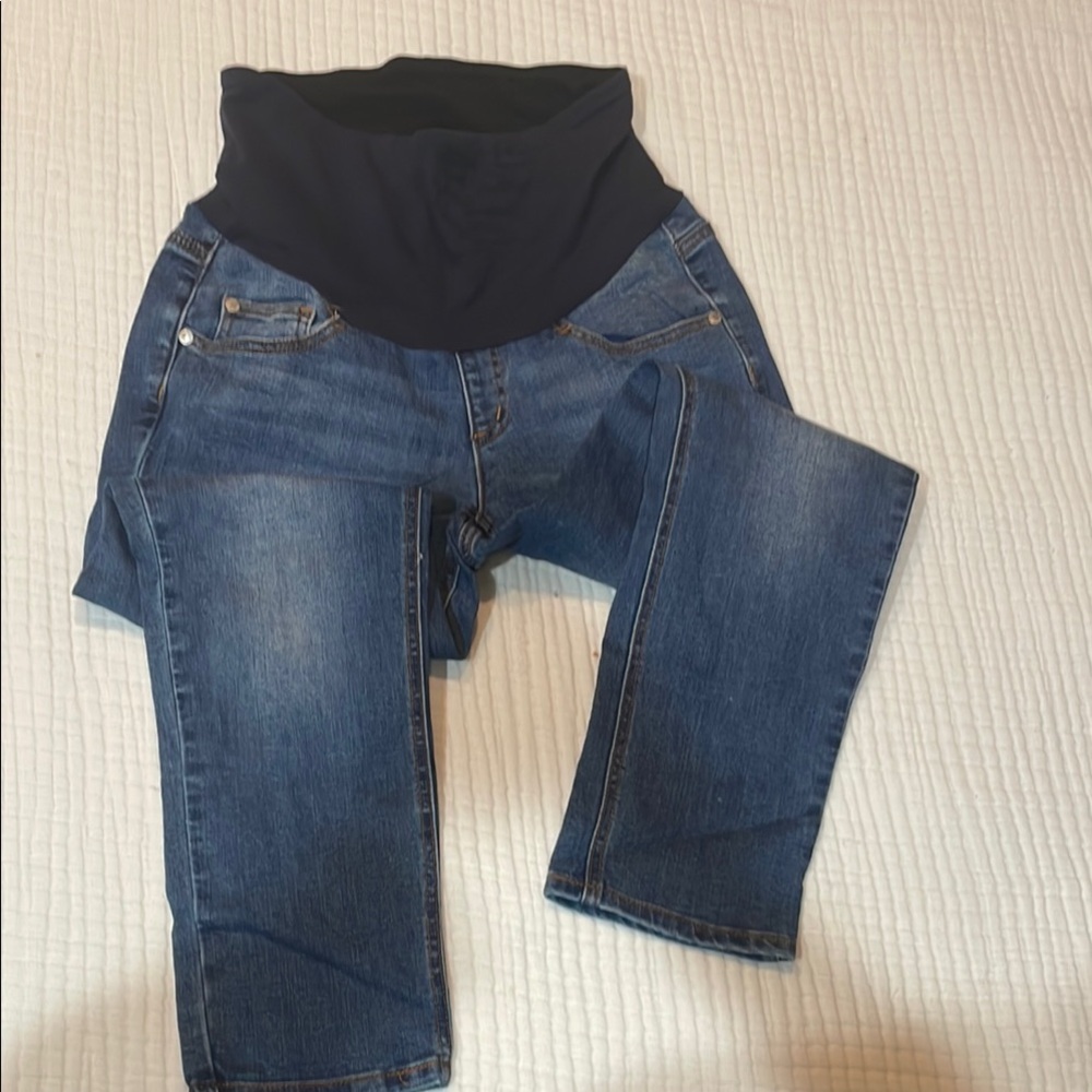 Motherhood Maternity Blue Straight Leg Jeans with Stretch